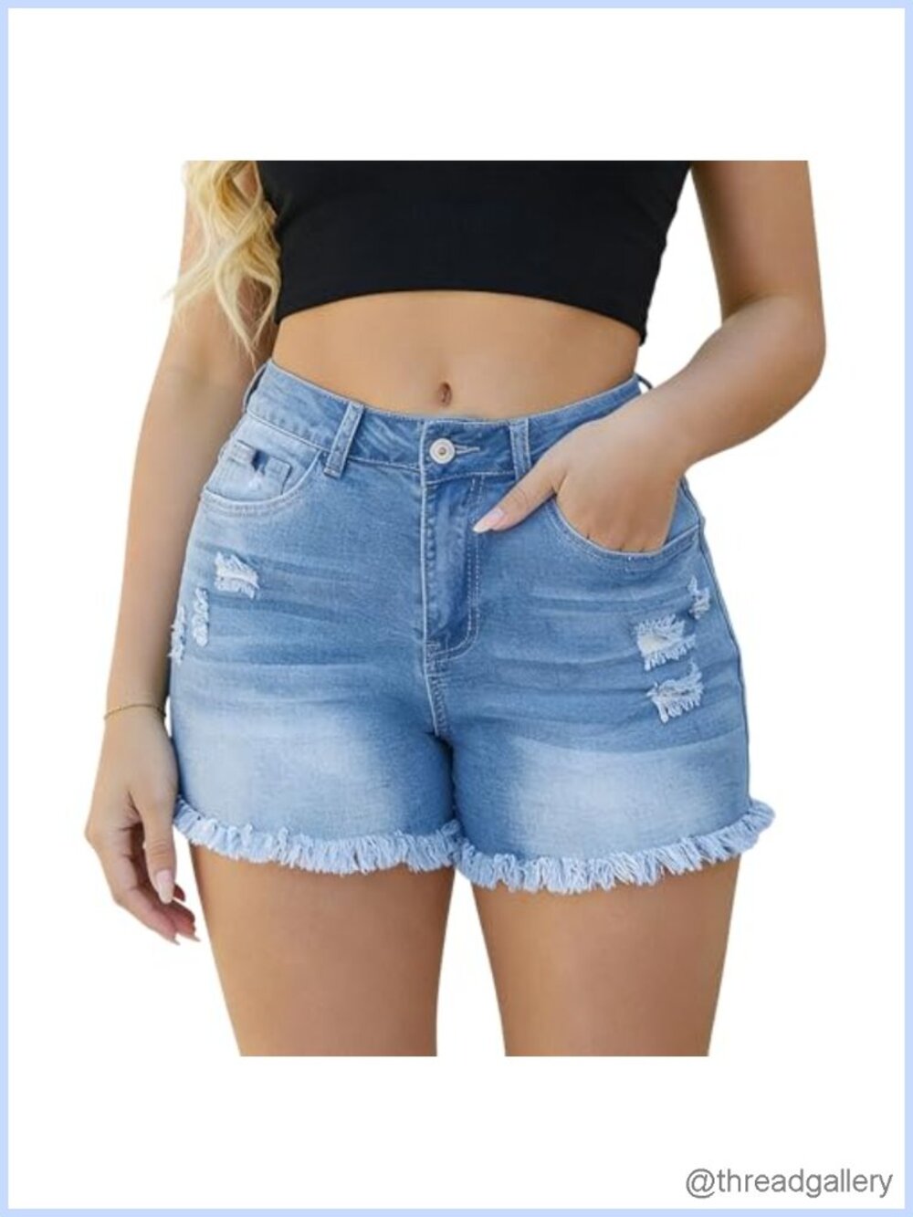 Women High Waist Stretch Denim Jean Shorts 5 Pockets